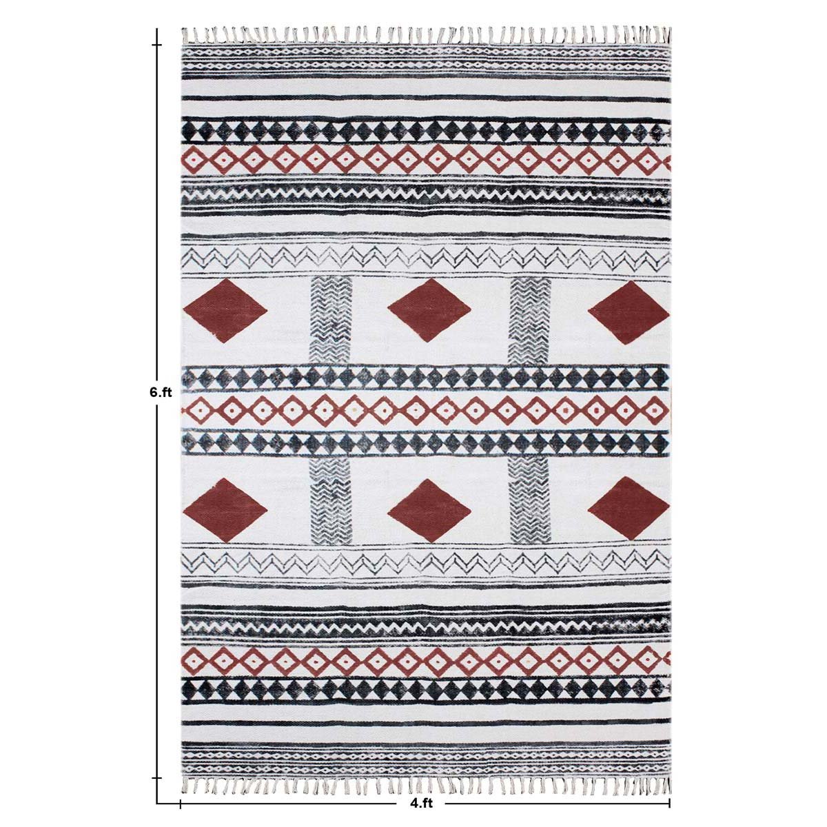 Hand Block Printed Natural Cotton Garden Rug - Image 2