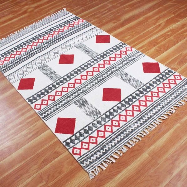 Cotton Hand Block Printing Area Rug - Image 4