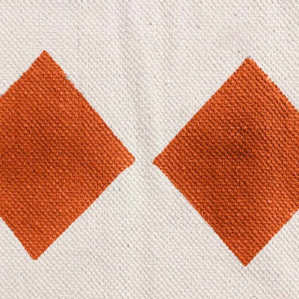 Orange Cotton Hand Block Printing Area Rug - Image 6