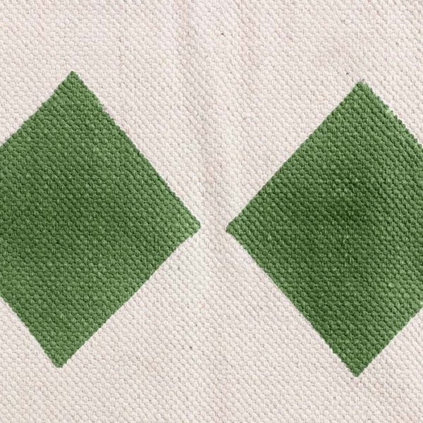Green Cotton Hand Block Printing Area Rug - Image 6