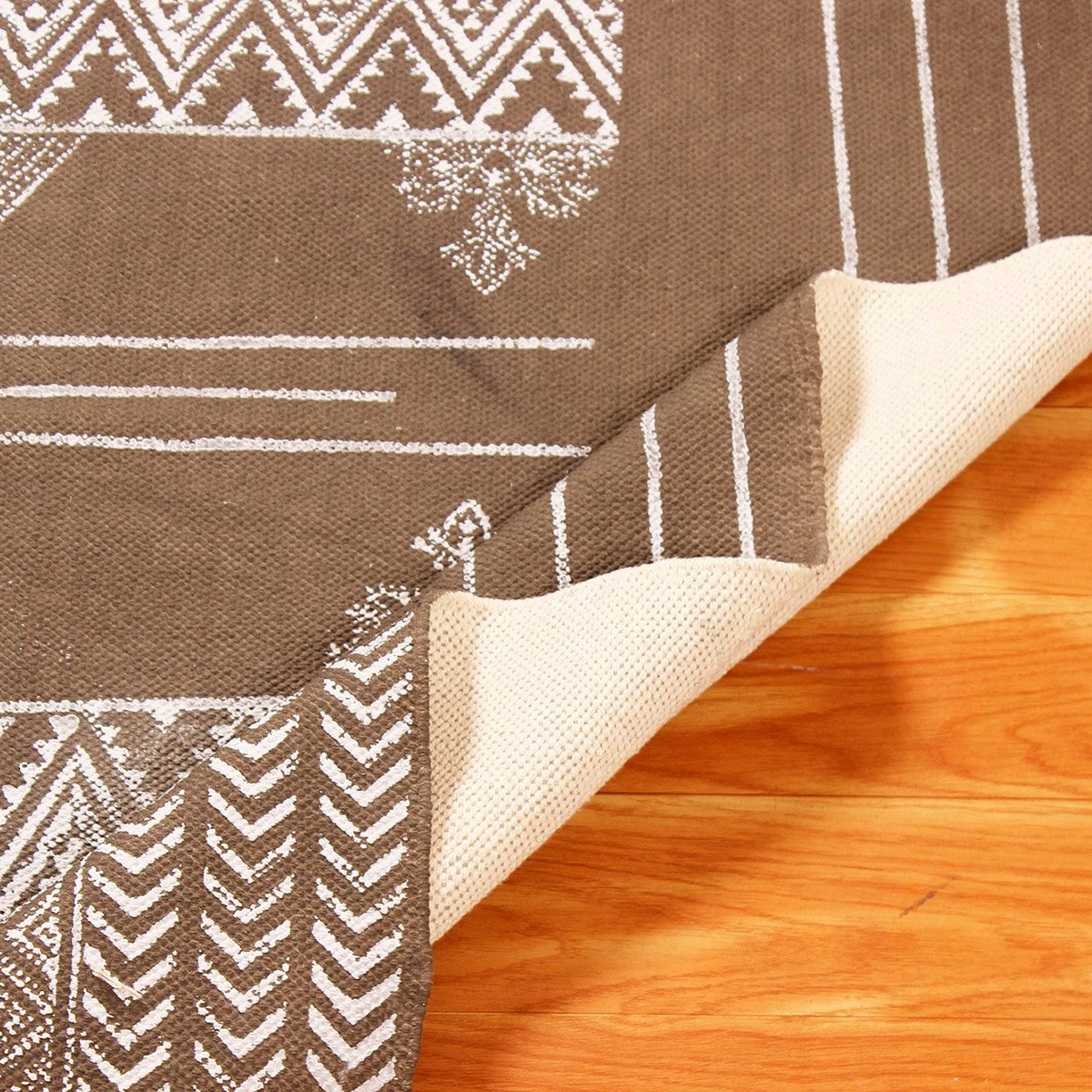 Brown Hand Block printed Cotton Area Rug - Image 5