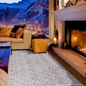 Geometric Brown Hand Block Printed Cotton Rug
