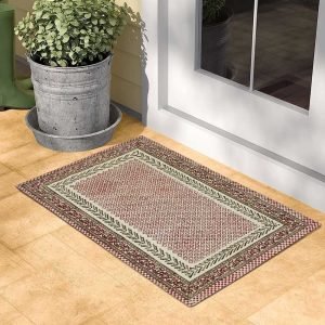 Red Geometric Hand Block Printed Cotton Rug
