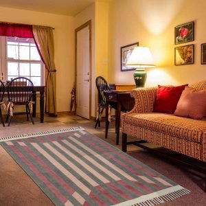 Striped Red Hand Block Printed Cotton Rug