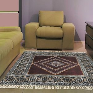 Black Hand Block Printed Geometric Cotton Rug