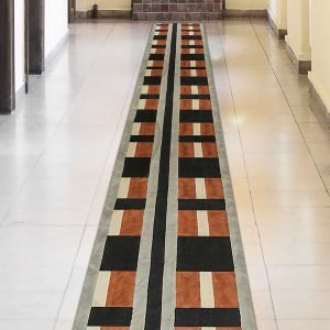 Striped Black Hand Block Printed Area Cotton Rug
