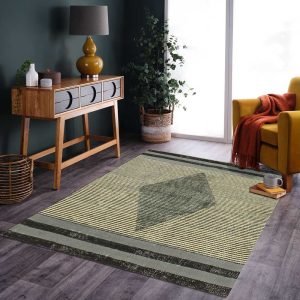Hand Block Printed Geometric Grey Cotton Rug