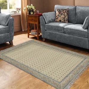 Hand Block Printed Geometric Cotton Rug
