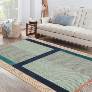 Cotton Blue Hand Block Printed Door Way Rug