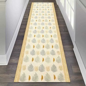 Hand Block Printed Floral Yellow Cotton Rug