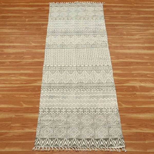 Beige grey bedroom cotton area rug Custom hallway Ecofriendly ar