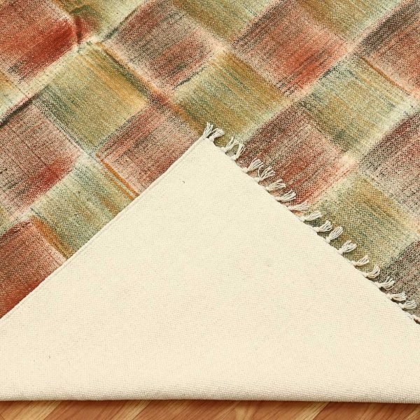 Handmade geomatric print rug Natural cotton rug Multi color rug