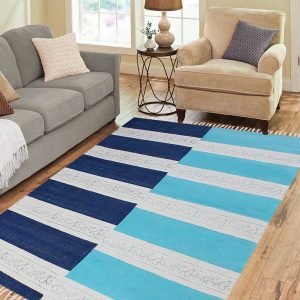 Blue Hand Block Print Floor Cotton Rug