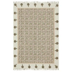 7x10 feet Bedroom rug Large area rug Hand block design dhurrie H