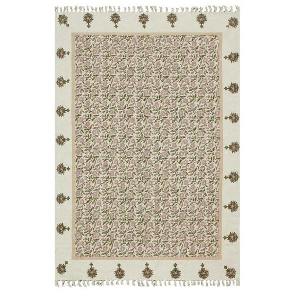7x10 feet Bedroom rug Large area rug Hand block design dhurrie H