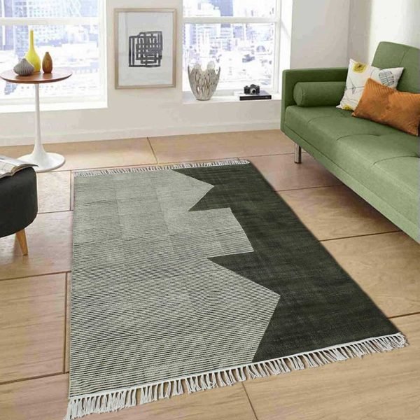 3D modern lounge interior with blank picture frame on the wall