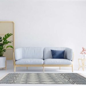 Moroccan Hand Block Printed Cotton Rug