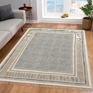 Geometric Brown Hand Block Printed Cotton Rug