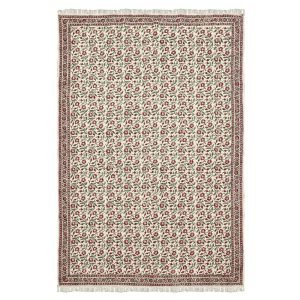 Red beige handmade mothers day gift Block printed cotton area ru