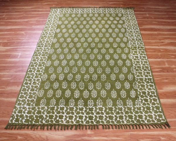 STK 103Indian Cotton Area Rug Handmade Floor Rug Outdoor Patio Rug Living Room Kilim Hand Block Printed Rug 3x5 4x6 5x8 Feet (1)