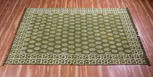 STK 103Indian Cotton Area Rug Handmade Floor Rug Outdoor Patio Rug Living Room Kilim Hand Block Printed Rug 3x5 4x6 5x8 Feet (3)