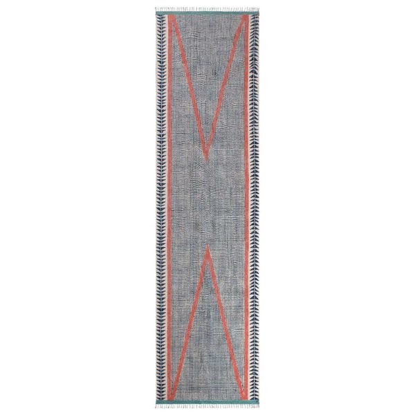 Hand Block Printed Geometric Cotton Rug