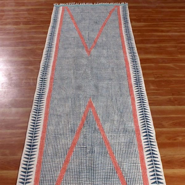 Handmade cotton rug Custom sizes dhurrie rug dining room rug doo