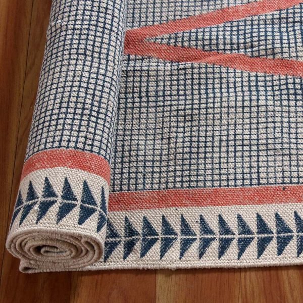 Handmade cotton rug Custom sizes dhurrie rug dining room rug doo