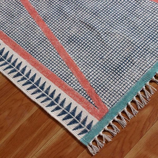 Handmade cotton rug Custom sizes dhurrie rug dining room rug doo