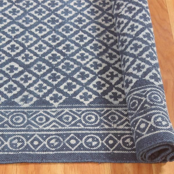 Handmade dabu printing dining area cotton rug handmade boho geom