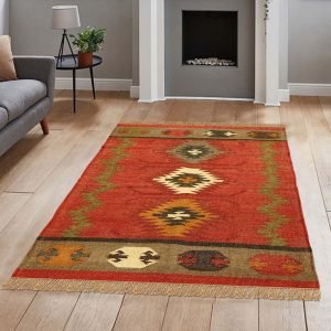 Red Multicolor Hand Woven Area Rug