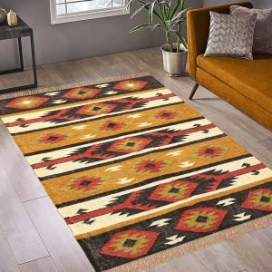 Multicolor Beige Hand Woven Large Area Rug