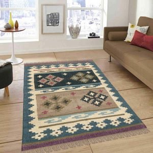 Hand Woven Multicolor Geometric Large Area Rug