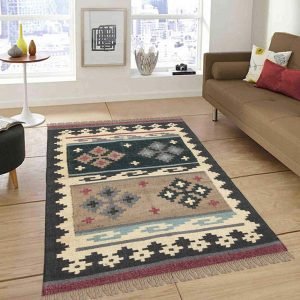 Multicolor Geometric Hand Woven Carpet Area Rug