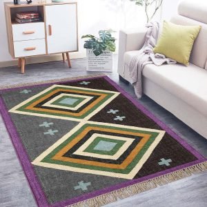 Geometric Multicolor Hand Woven Wool Jute Area Rug