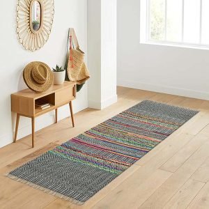 Hand Woven Multicolor Geometric Wool Jute Rug