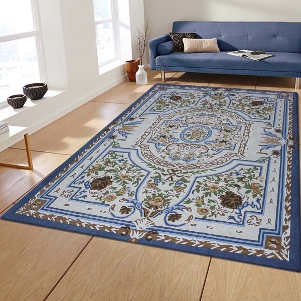 Silk Blue Oriental Hand Tufted Area Rug