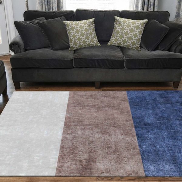 Blue Hand Tufted Silk Large Area Rug