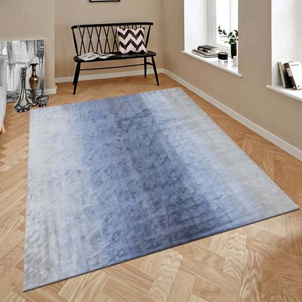 Hand Tufted Abstract Blue Silk Rug