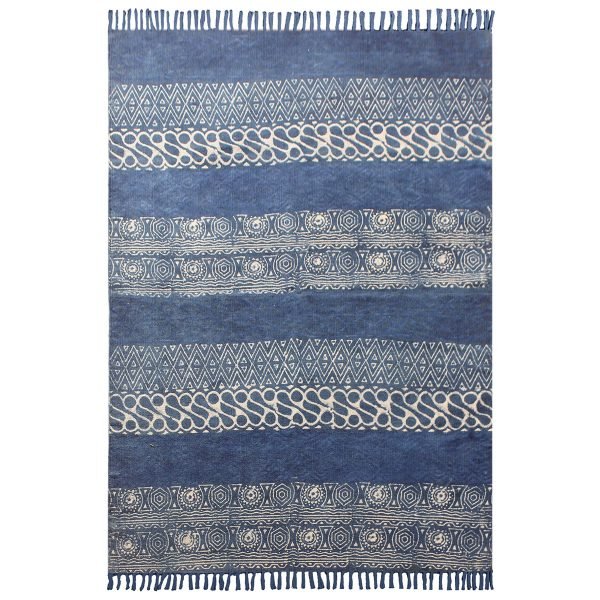 Hand Block Geometric Printed Cotton Dhurrie