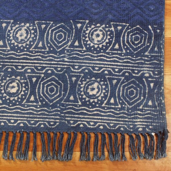 Hand Block Geometric Printed Cotton Dhurrie - Image 4