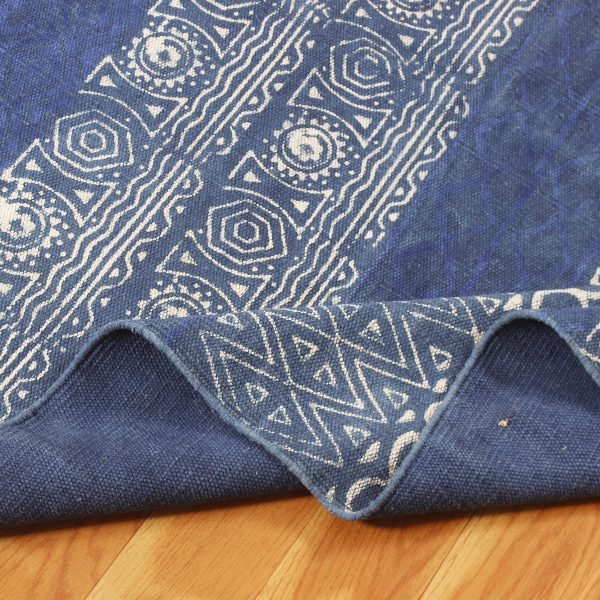 Hand Block Geometric Printed Cotton Dhurrie - Image 5