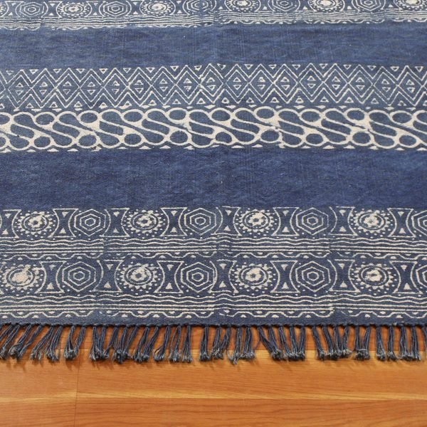 Hand Block Geometric Printed Cotton Dhurrie - Image 6