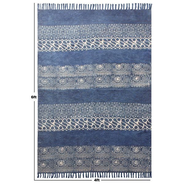 Hand Block Geometric Printed Cotton Dhurrie - Image 8