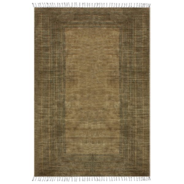 Cotton Brown Hand Printed Kitchen Area Dhurrie