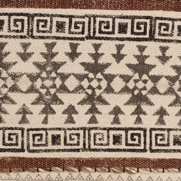 Cotton Black Hand Printed Farm House Dhurrie - Image 6