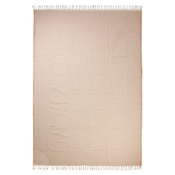Geometric Beige Orange Kantha Cotton Rug