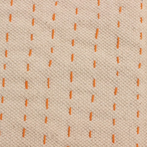 Geometric Beige Orange Kantha Cotton Rug - Image 7