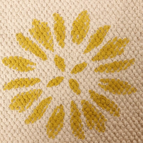 Yellow Cotton Hand Block Printed Beautiful Rug - Image 7