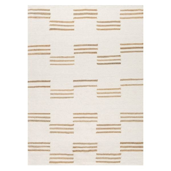 White Hand Woven Wool Jute Area Rug